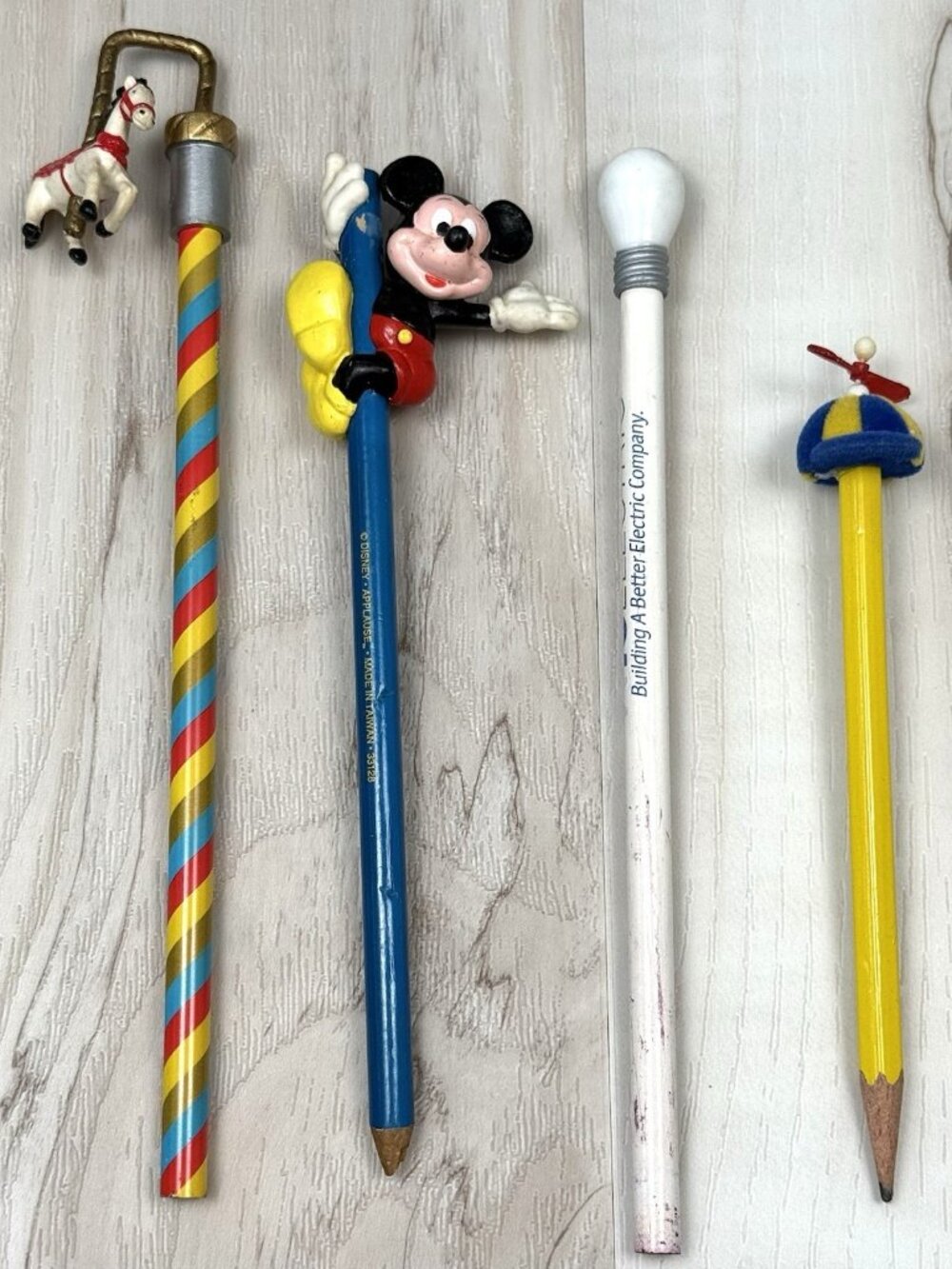 VTG 1980s Lot 4 NOVELTY PENCILS Applause Disney TU Electric Flocked Hat Horse
